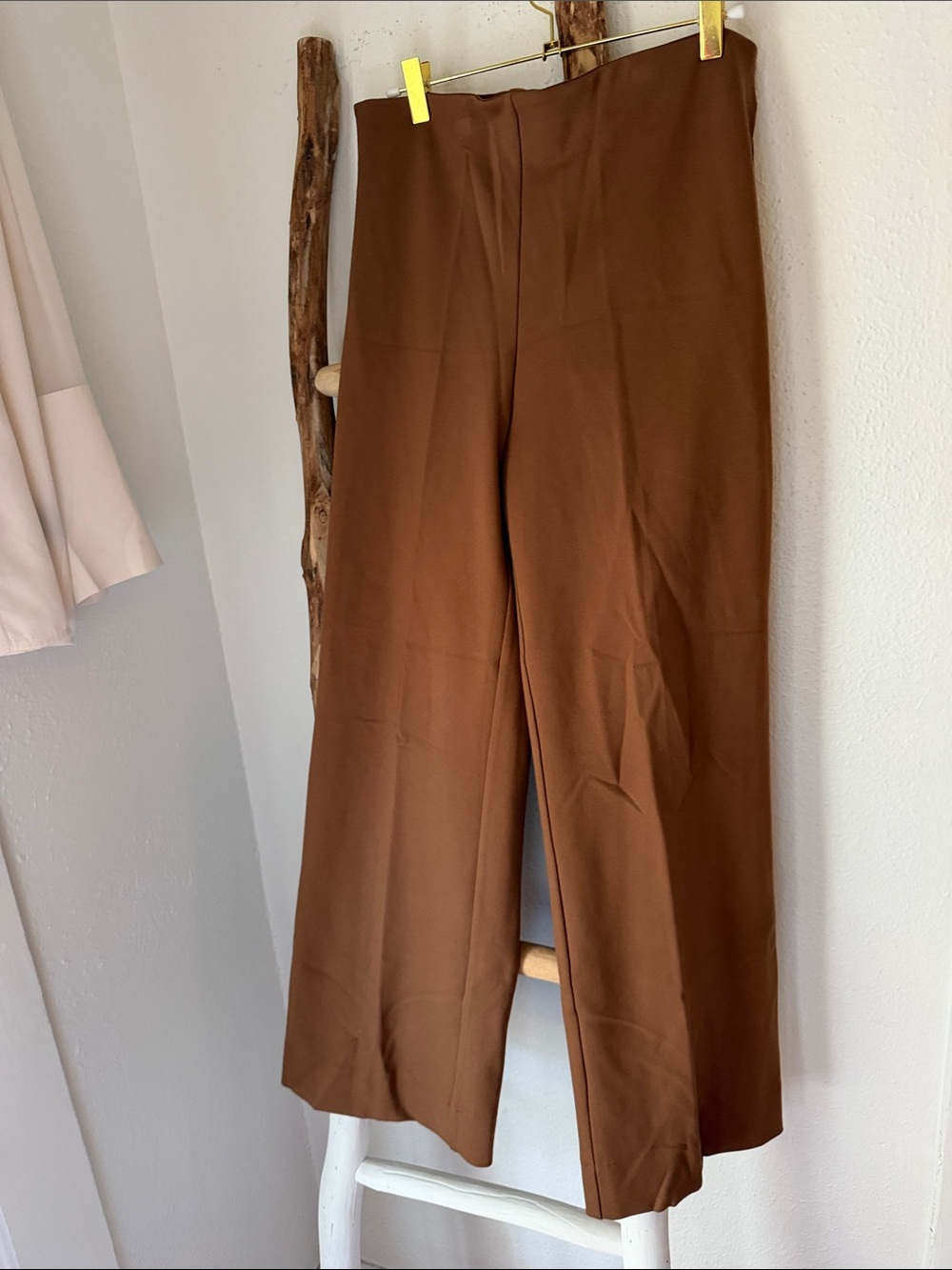 Rachel Zoe Brown Ponte Knit Pull On Stretch Straight Leg Pants Large 12